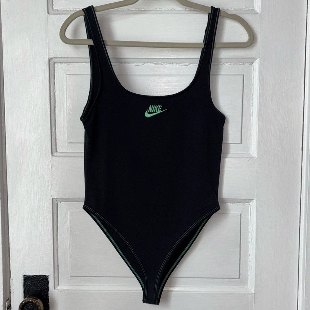 Nike Black Bodysuit with Teal Logo - Picture 2 of 11